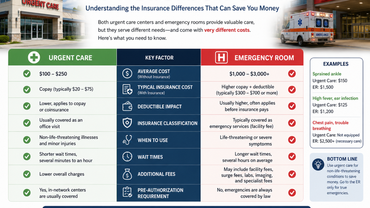 Urgent Care vs Emergency Room Cost